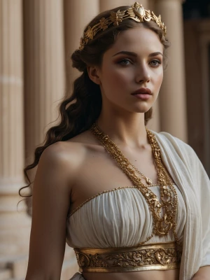 Create an image showcasing Aphrodite, the Greek goddess of love,...