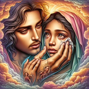 Ensure that the image distinctly represents both Jesus Christ an...
