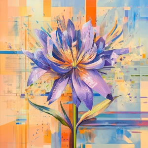 a lavender flower depicted in mathematical abstraction, in a liv...