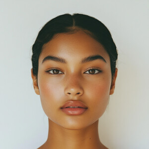 Portrait of a 19-year-old Blasian woman with a Californian vibe,...