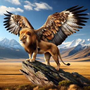 Generate an image of a Leagle, a majestic hybrid animal with the...