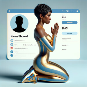 Create a 3D illustration of a realistic light skinned African-Am...