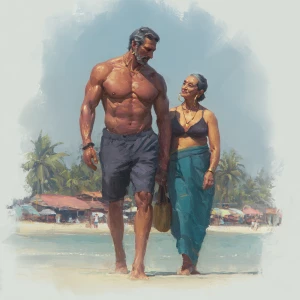 hyperrealistic digital painting.a muscular sweaty villain man, w...