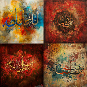Arabic calligraphy with luxurious backgroung text that says البح...