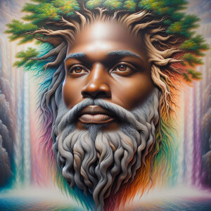 A hyper-realistic 3-D oil painting depicting a tree integrated w...