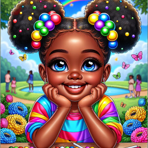 A cartoon-style digital illustration of a young African-American...