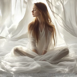 “An ethereal morning scene where (fit tall supple well endowed I...