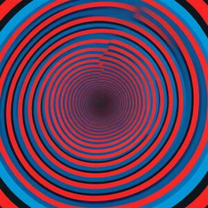 A separate circle stripe within a separate circle in vibrant red...