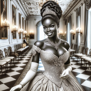 A realistic airbrushed illustration of a beautiful African Ameri...