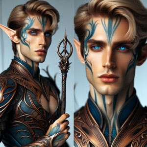 A very attractive, tall elven male of the Aen Elle with a mascul...