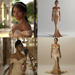 3-D image of a beautiful light skin, African-American young woma...