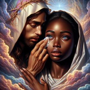 Ensure that the image distinctly represents both Jesus Christ an...