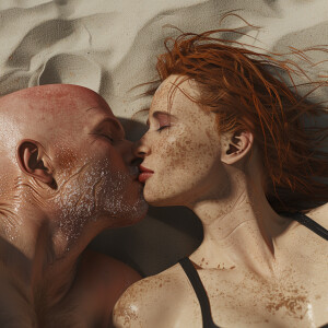 A photorealistic high resolution image. Light ginger haired fema...