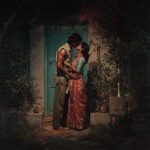 Hyperrealism painting.a muscular sweaty indian man standing in...