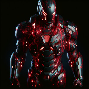 Ironman wearing armor with red liquid static paint