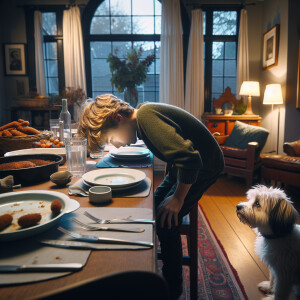"Create a scene depicting the sixth frame. Show the interior of...