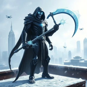 A towering, menacing figure known as the Ice Reaper stands on an...
