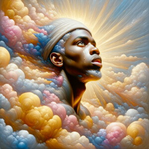 Create a 3-D realistic oil, painting light skin
African-America...