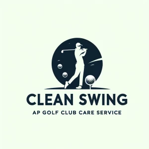 Create a minimalist, sophisticated logo for "Clean Swing," a golf club care service offering cleaning, buffing, polishing, and refinishing. The logo should emanate a premium, upscale vibe akin to top sporting brands like Nike and Callaway, emphasizing simplicity, clever negative space utilization, and limiting elements to three colors maximum. Eschew cartoonish graphics, depictions of golf balls, clubs, detailed artwork, and any text or numerals.