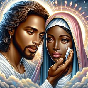 Ensure that the image distinctly represents both Jesus Christ an...