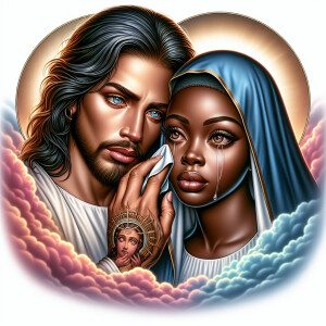 Ensure that the image distinctly represents both Jesus Christ an...
