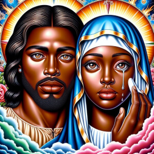 Ensure that the image distinctly represents both Jesus Christ an...