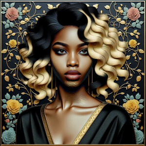Create a vertical 3-D portrait of a light-skinned African-Americ...