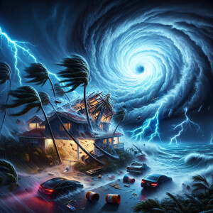 Hurricane Milton blows a roof off a home. Strong winds and rain...