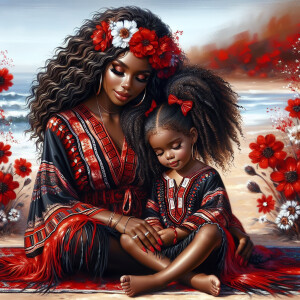 A tender depiction of a Bohemian mother with her child, both sty...