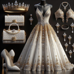 Create a 3D hyperrealistic style board featuring a white and gol...