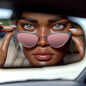 3D image of a LIGHT SKIN African American woman sitting in her c...