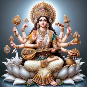 Saraswati holding the manuscript