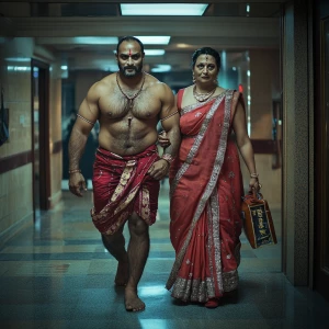 A muscular Indian man with a criminal background accompanied by...