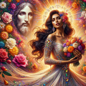 Visualize a stunning bride with a rich blend of Latino heritage,...