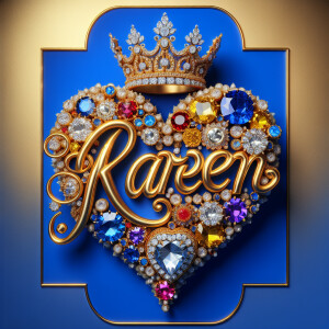 VCraft a 3-D image showcasing the name 'KAREN' in a luxurious go...