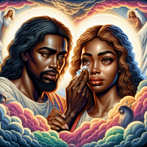 Ensure that the image distinctly represents both Jesus Christ an...