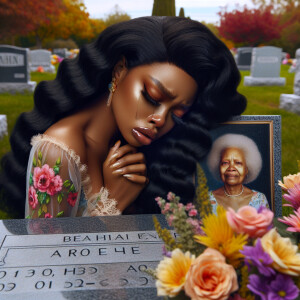 A beautiful light-skinned African-American woman with long wavy...