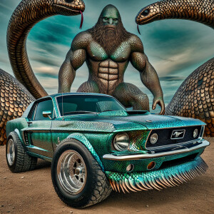 an image of a 1992 mustang  featuring an rattle snake scale patt...