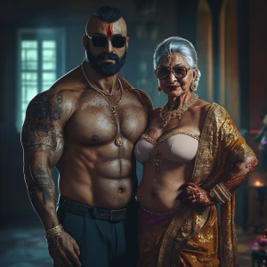 PhotoRealism,a man muscular beefy ,sweaty criminal,celebrating d...