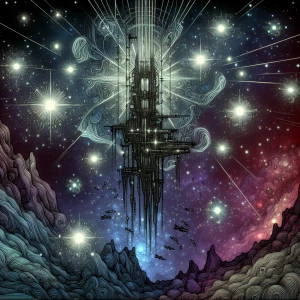 Create a digital painting of a surreal, futuristic concept: an e...