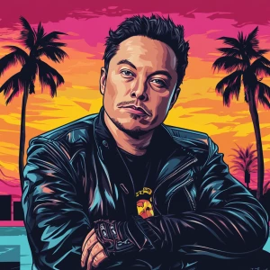 Elon Musk in GTA art style,  , in the style of a Grand Theft Aut...