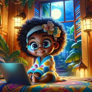 A digital painting of an irresistibly adorable Caribbean little...