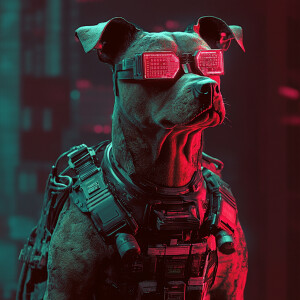 Dog, cyberpunk style