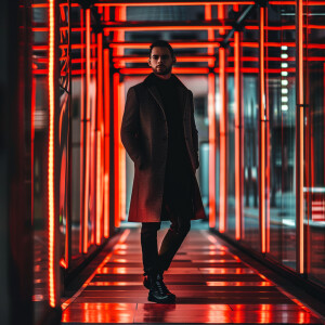 Full-body fashion photoshoot of a handsome american male model d...