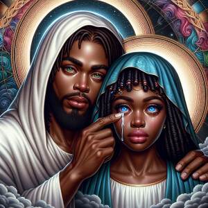 Ensure that the image distinctly represents both Jesus Christ an...