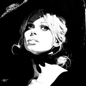 Brigitte bardot in a noir movie, high contrast, by milo manara