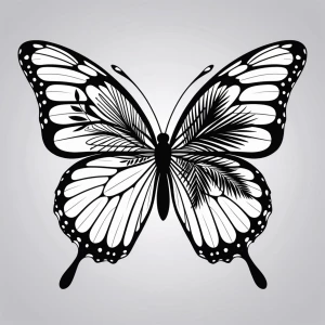 Create a black-and-white butterfly illustration designed for las...