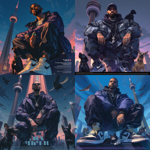 "The rapper Drake realistic face wearing Nike outfit in realist...