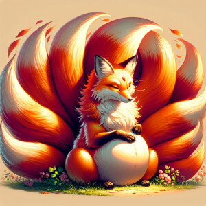 Female nine-tailed fox pregnant