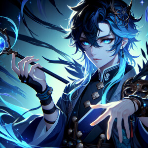 Demon slayer art Base, Blue hair, black eyes